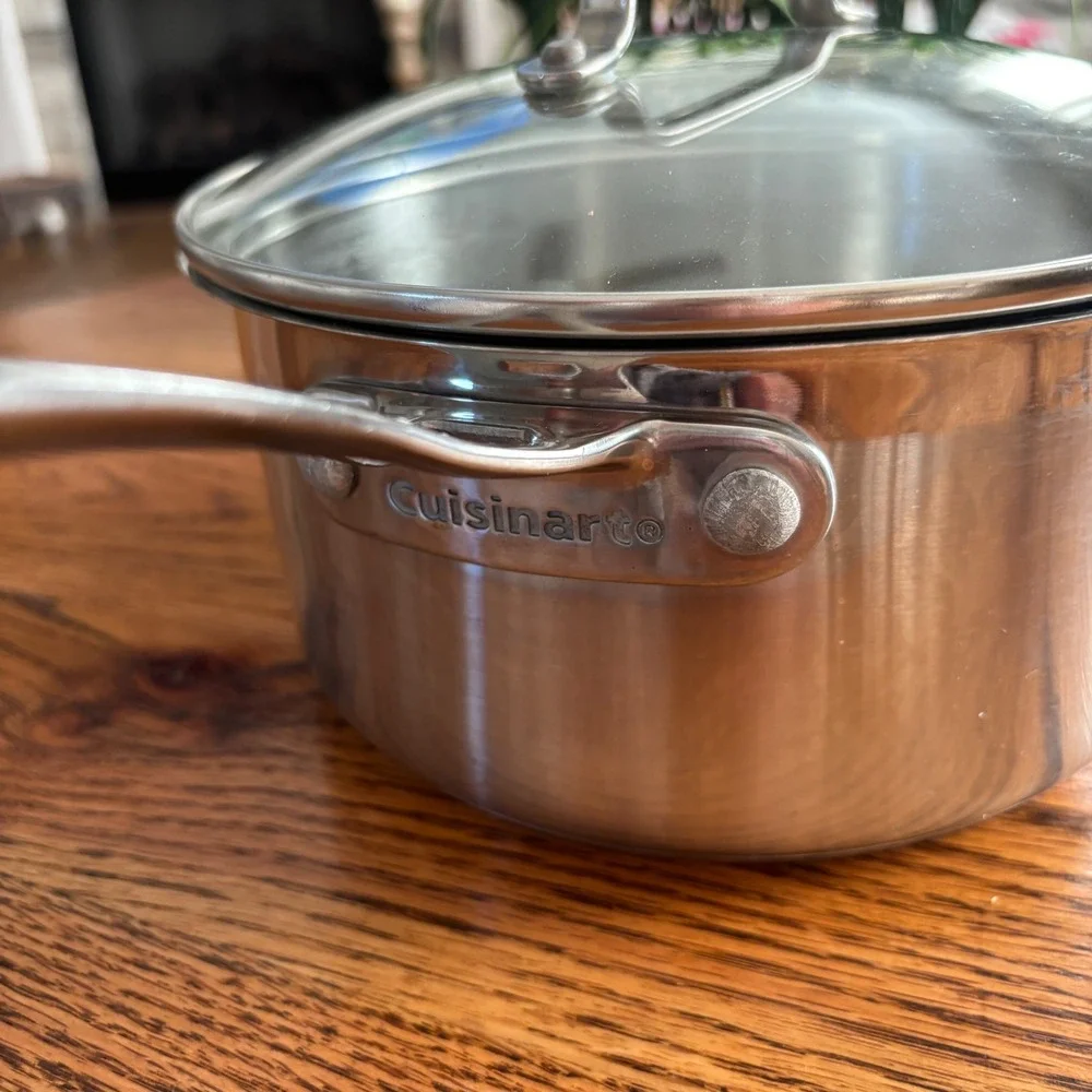 Cuisinart Stainless Steel Saucepan with Glass Lid Silver Professional Cookware